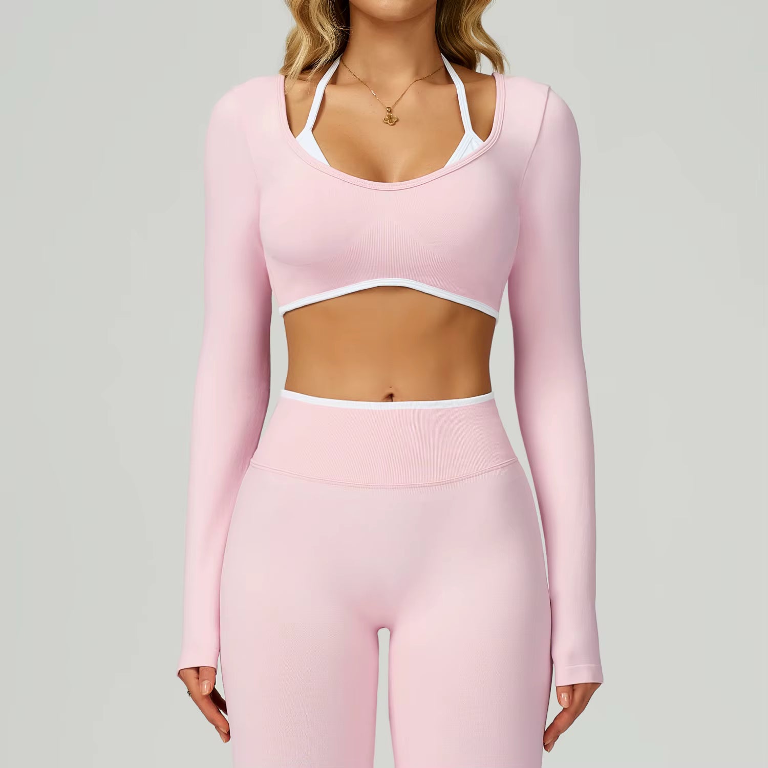 Formline Long Sleeve Crop - Baby Pink