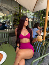 berry / pink crop and scrunch leggings