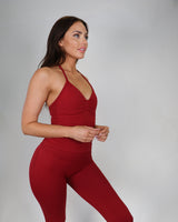 chilli / red longline singlet and scrunch shorts