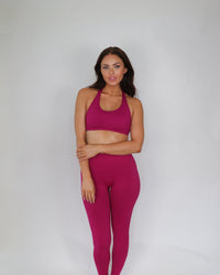 berry / pink crop and scrunch leggings