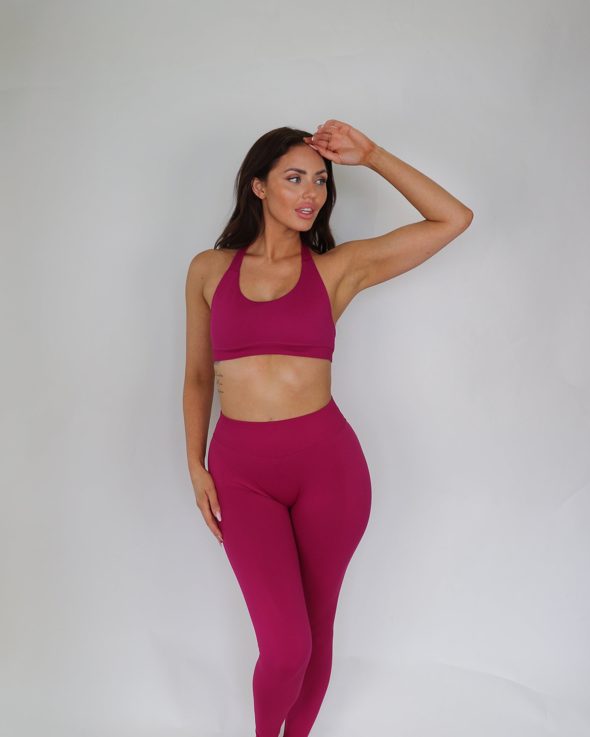 berry / pink crop and scrunch leggings
